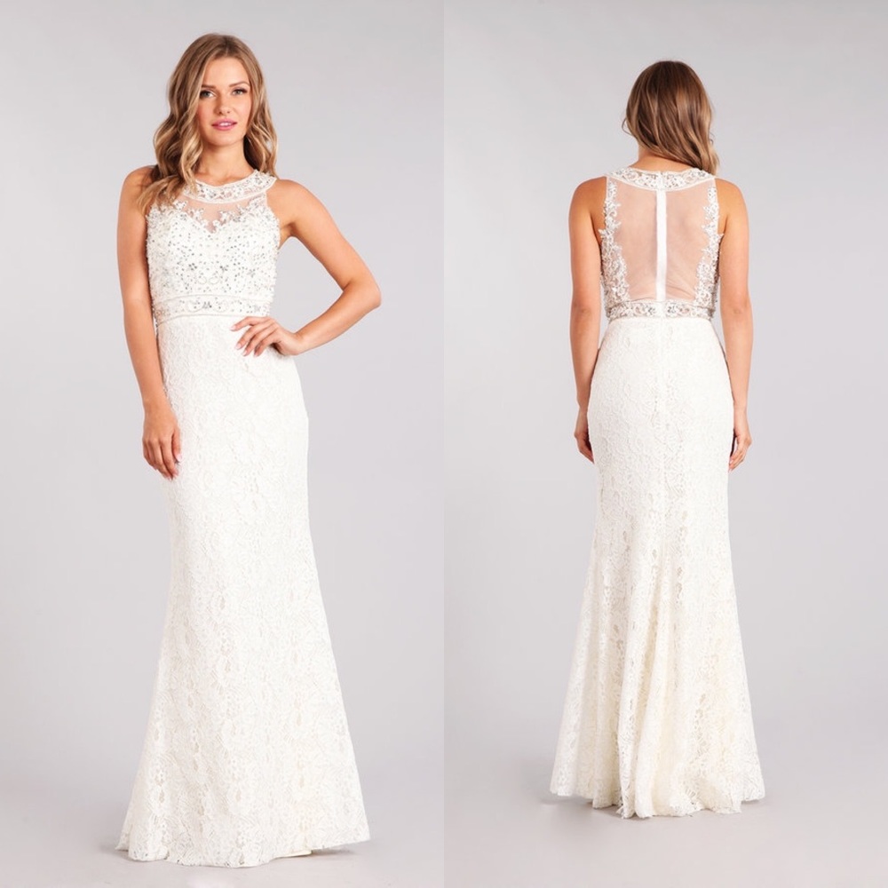 My Fashion 1703 Off White Lace Dress
